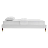 Harlow Twin Performance Velvet Platform Bed Frame Light Gray MOD-6268-LGR