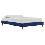 Harlow Twin Performance Velvet Platform Bed Frame Navy MOD-6268-NAV