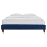 Harlow Twin Performance Velvet Platform Bed Frame Navy MOD-6268-NAV