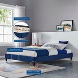 Harlow Twin Performance Velvet Platform Bed Frame Navy MOD-6268-NAV