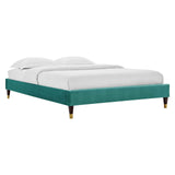 Harlow Twin Performance Velvet Platform Bed Frame Teal MOD-6268-TEA