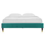 Harlow Twin Performance Velvet Platform Bed Frame Teal MOD-6268-TEA