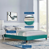 Harlow Twin Performance Velvet Platform Bed Frame Teal MOD-6268-TEA