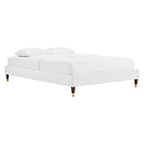 Harlow Twin Performance Velvet Platform Bed Frame White MOD-6268-WHI