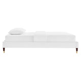 Harlow Twin Performance Velvet Platform Bed Frame White MOD-6268-WHI