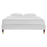 Harlow Queen Performance Velvet Platform Bed Frame Light Gray MOD-6270-LGR