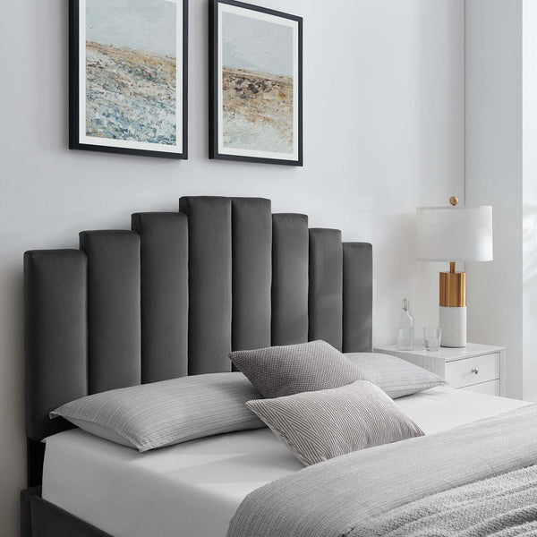 Noelle Performance Velvet King/California King Headboard Charcoal MOD-6278-CHA