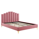 Olivia Queen Performance Velvet Platform Bed Dusty Rose MOD-6280-DUS