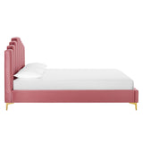 Olivia Queen Performance Velvet Platform Bed Dusty Rose MOD-6280-DUS