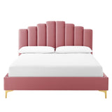 Olivia Queen Performance Velvet Platform Bed Dusty Rose MOD-6280-DUS