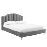 Modway Furniture Olivia Queen Performance Velvet Platform Bed Gray 94.5 x 66 x 47