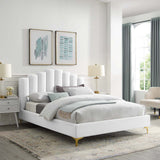 Olivia Queen Performance Velvet Platform Bed White MOD-6280-WHI