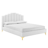 Olivia Queen Performance Velvet Platform Bed White MOD-6280-WHI