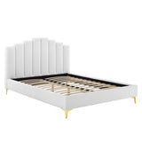 Olivia Queen Performance Velvet Platform Bed White MOD-6280-WHI