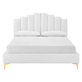 Olivia Queen Performance Velvet Platform Bed White MOD-6280-WHI