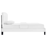 Modway Furniture Alessi Performance Velvet Queen Platform Bed XRXT White MOD-6283-WHI