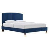 Modway Furniture Alessi Performance Velvet Queen Platform Bed XRXT Navy MOD-6284-NAV