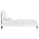 Modway Furniture Alessi Performance Velvet Queen Platform Bed XRXT White MOD-6284-WHI