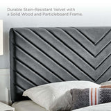 Modway Furniture Roxanne Performance Velvet Queen Platform Bed XRXT Charcoal MOD-6285-CHA