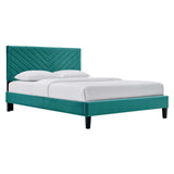 Modway Furniture Roxanne Performance Velvet Queen Platform Bed XRXT Teal MOD-6285-TEA