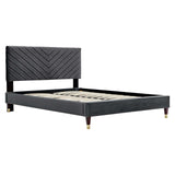 Modway Furniture Roxanne Performance Velvet Queen Platform Bed XRXT Charcoal MOD-6286-CHA