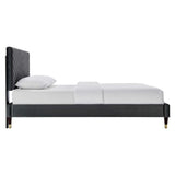 Modway Furniture Roxanne Performance Velvet Queen Platform Bed XRXT Charcoal MOD-6286-CHA