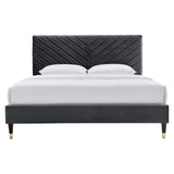 Modway Furniture Roxanne Performance Velvet Queen Platform Bed XRXT Charcoal MOD-6286-CHA