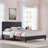 Modway Furniture Roxanne Performance Velvet Queen Platform Bed XRXT Charcoal MOD-6286-CHA