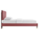 Modway Furniture Roxanne Performance Velvet Queen Platform Bed XRXT Dusty Rose MOD-6286-DUS