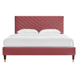 Modway Furniture Roxanne Performance Velvet Queen Platform Bed XRXT Dusty Rose MOD-6286-DUS