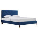 Modway Furniture Roxanne Performance Velvet Queen Platform Bed XRXT Navy MOD-6286-NAV