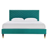 Modway Furniture Roxanne Performance Velvet Queen Platform Bed XRXT Teal MOD-6286-TEA