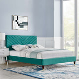 Modway Furniture Roxanne Performance Velvet Queen Platform Bed XRXT Teal MOD-6286-TEA