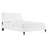 Modway Furniture Roxanne Performance Velvet Queen Platform Bed XRXT White MOD-6286-WHI