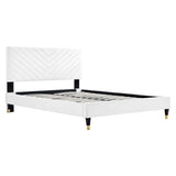 Modway Furniture Roxanne Performance Velvet Queen Platform Bed XRXT White MOD-6286-WHI