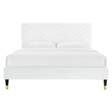 Modway Furniture Roxanne Performance Velvet Queen Platform Bed XRXT White MOD-6286-WHI