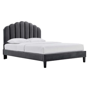 Modway Furniture Daisy Performance Velvet Queen Platform Bed XRXT Charcoal MOD-6287-CHA