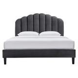 Modway Furniture Daisy Performance Velvet Queen Platform Bed XRXT Charcoal MOD-6287-CHA