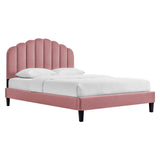 Modway Furniture Daisy Performance Velvet Queen Platform Bed XRXT Dusty Rose MOD-6287-DUS