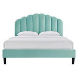 Modway Furniture Daisy Performance Velvet Queen Platform Bed XRXT Mint MOD-6287-MIN