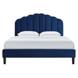 Modway Furniture Daisy Performance Velvet Queen Platform Bed XRXT Navy MOD-6287-NAV