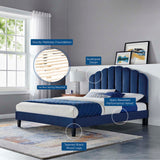 Modway Furniture Daisy Performance Velvet Queen Platform Bed XRXT Navy MOD-6287-NAV