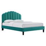 Modway Furniture Daisy Performance Velvet Queen Platform Bed XRXT Teal MOD-6287-TEA