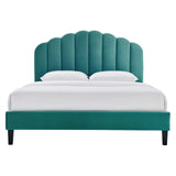 Modway Furniture Daisy Performance Velvet Queen Platform Bed XRXT Teal MOD-6287-TEA