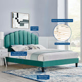 Modway Furniture Daisy Performance Velvet Queen Platform Bed XRXT Teal MOD-6287-TEA