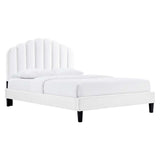 Modway Furniture Daisy Performance Velvet Queen Platform Bed XRXT White MOD-6287-WHI