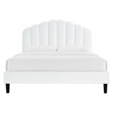 Modway Furniture Daisy Performance Velvet Queen Platform Bed XRXT White MOD-6287-WHI