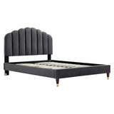 Modway Furniture Daisy Performance Velvet Queen Platform Bed XRXT Charcoal MOD-6288-CHA