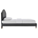 Modway Furniture Daisy Performance Velvet Queen Platform Bed XRXT Charcoal MOD-6288-CHA