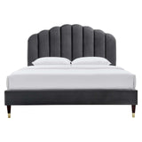 Modway Furniture Daisy Performance Velvet Queen Platform Bed XRXT Charcoal MOD-6288-CHA